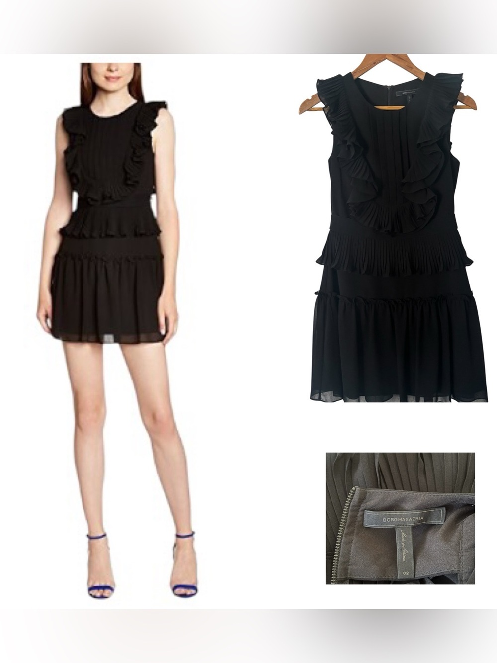BCBGMaxAzria Britt Pleated Ruffle Mini Dress